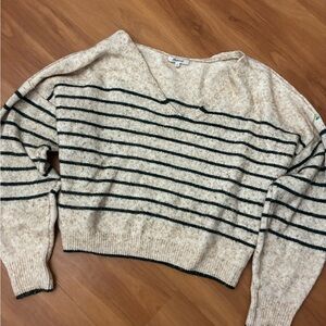 Madewell Stripe V-Neck Wedge Sweater Sjze XL